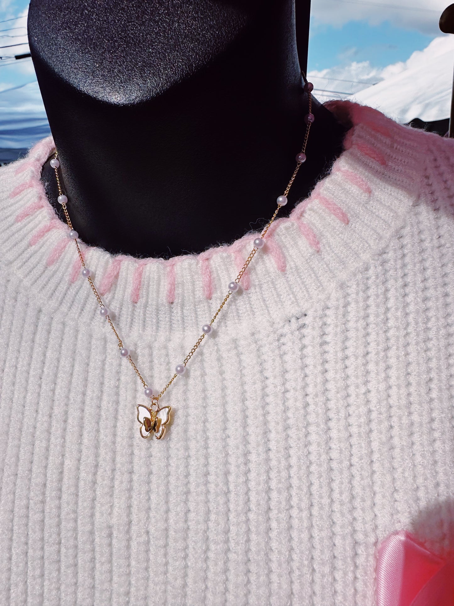 Butterfly Pearl Necklace