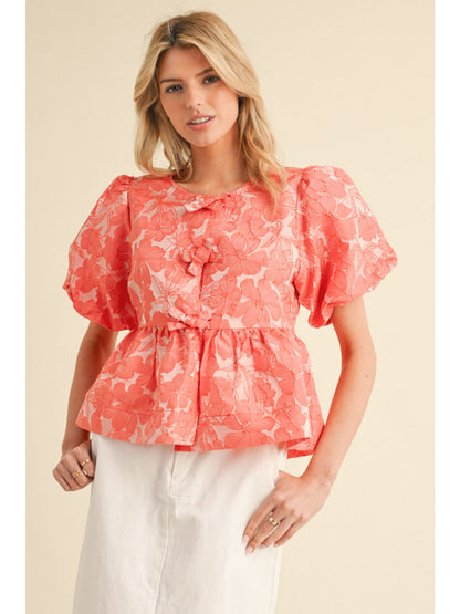 Coral Puff Sleeve