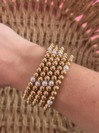 Gold Pearl Bracelet Set