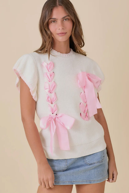 Pink Ribbon Detail Sweater