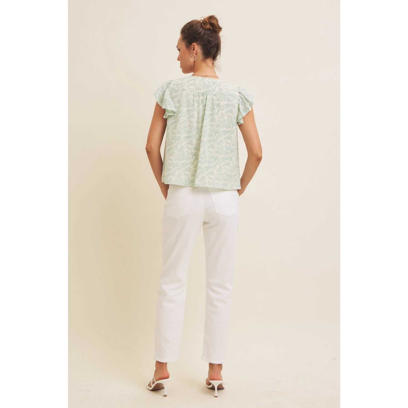 Ruffle Sleeve Print Blouse