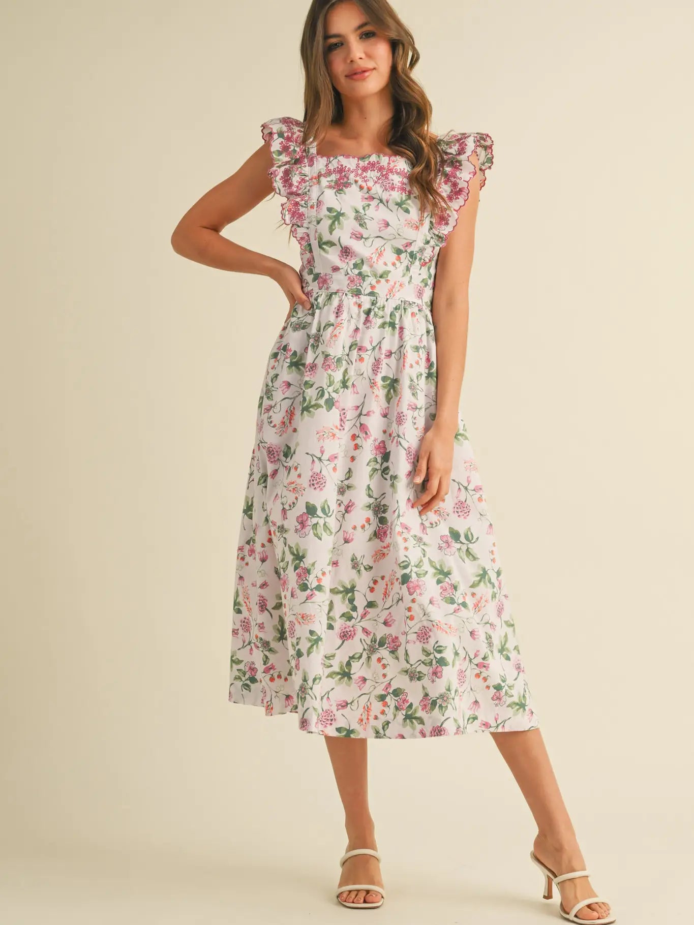 Embroidered Floral Midi
