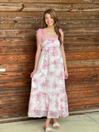 Pink Floral Tie Maxi