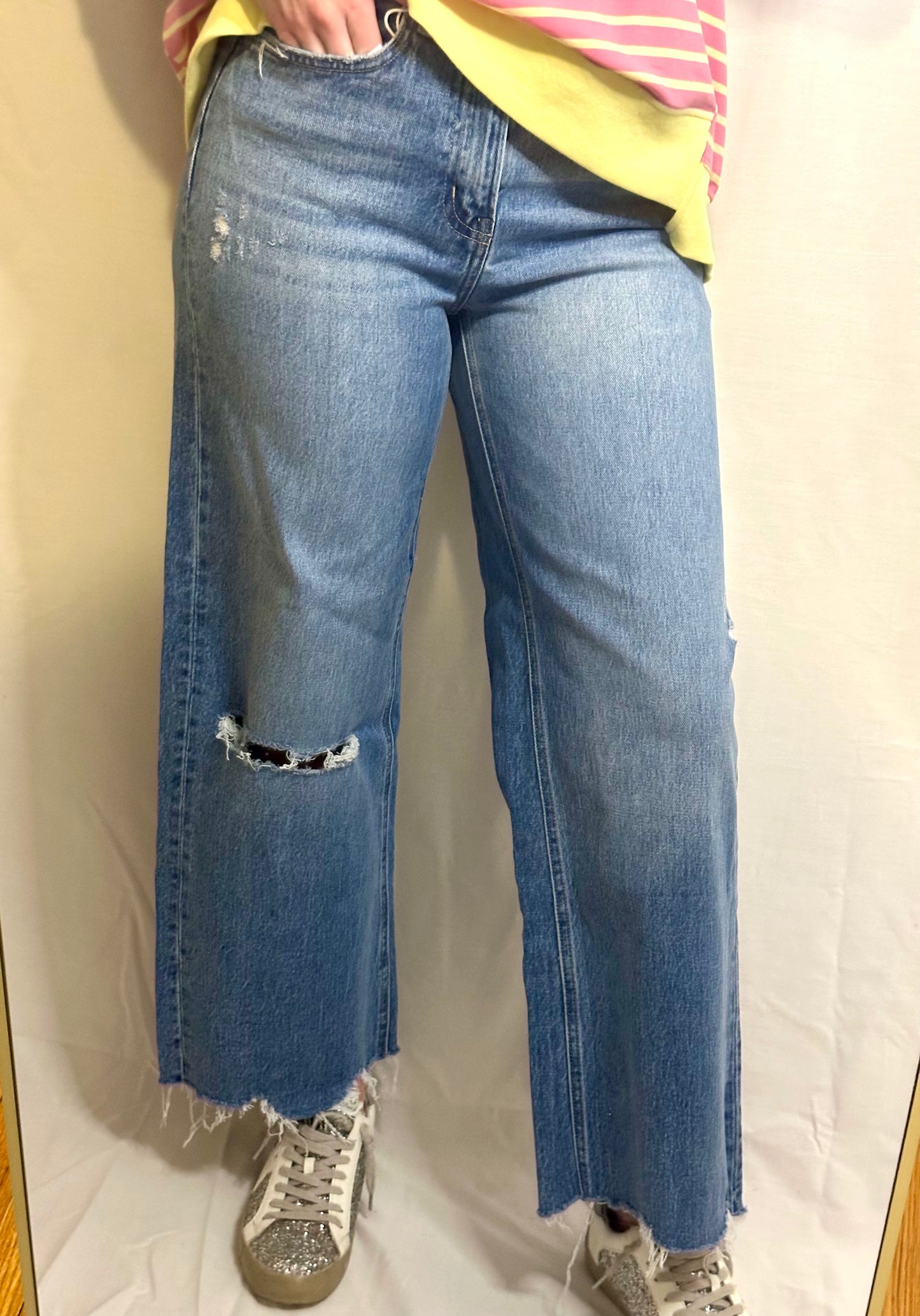 High Rise Wide Leg Cropped Jeans