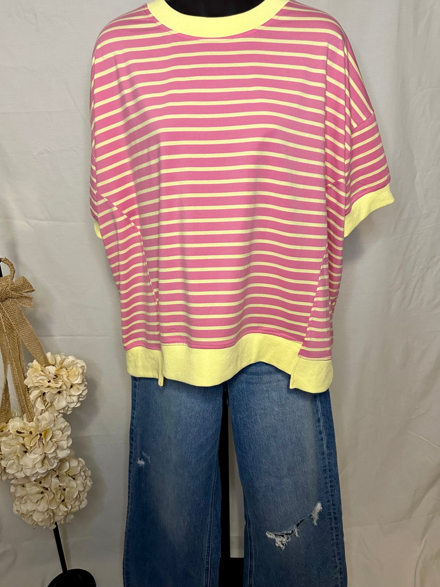 Striped Drop Shoulder Knit Top