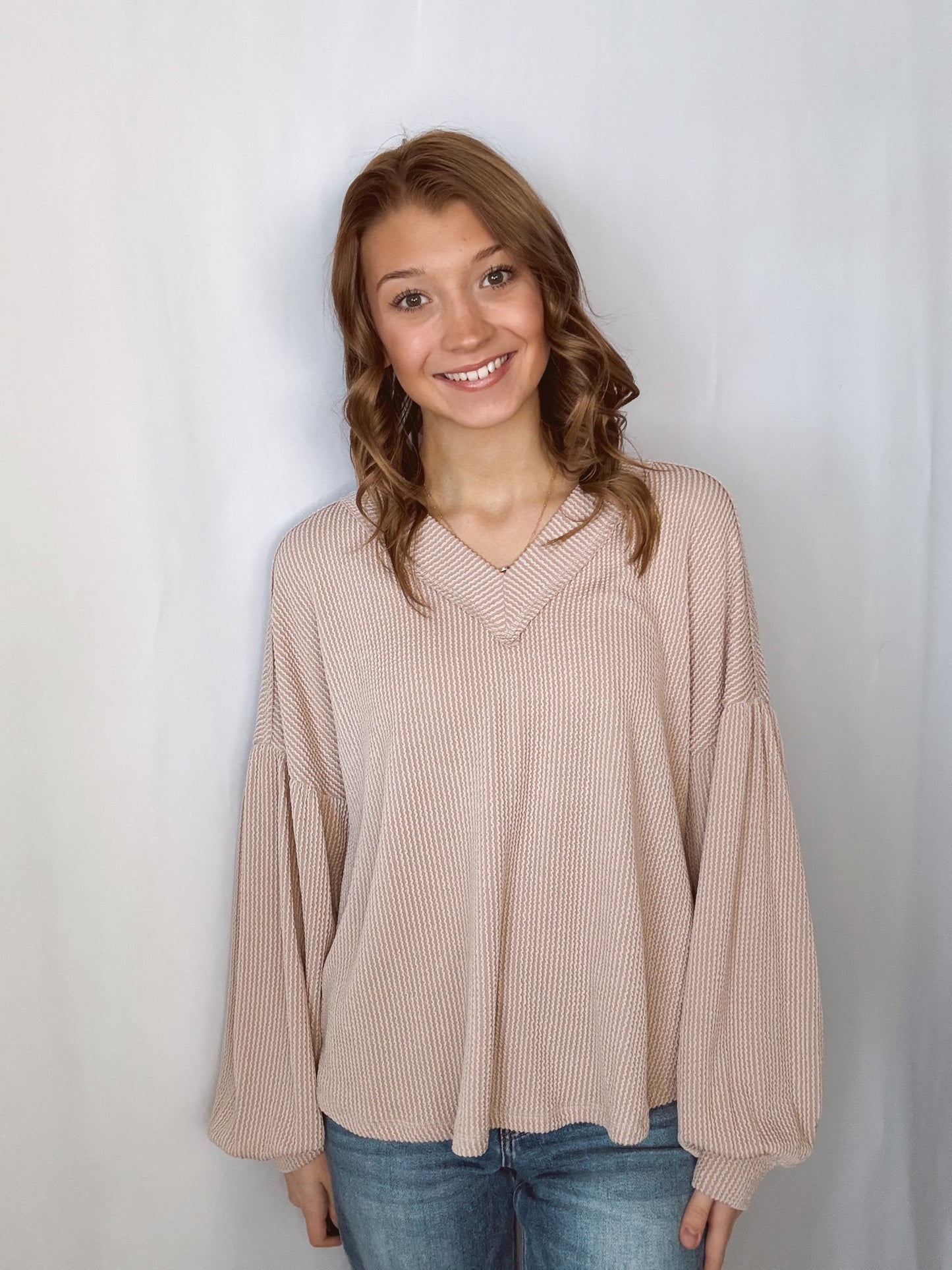 Ribbed Long Sleeve Blouse