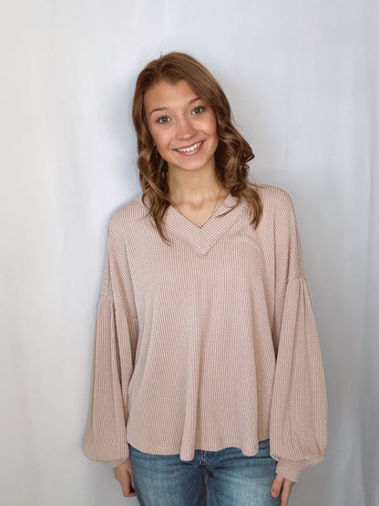 Ribbed Long Sleeve Blouse