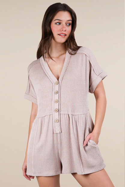 Oatmeal Button Romper